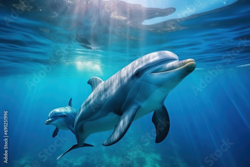Dolphins in clear blue water © Evgeniya Fedorova