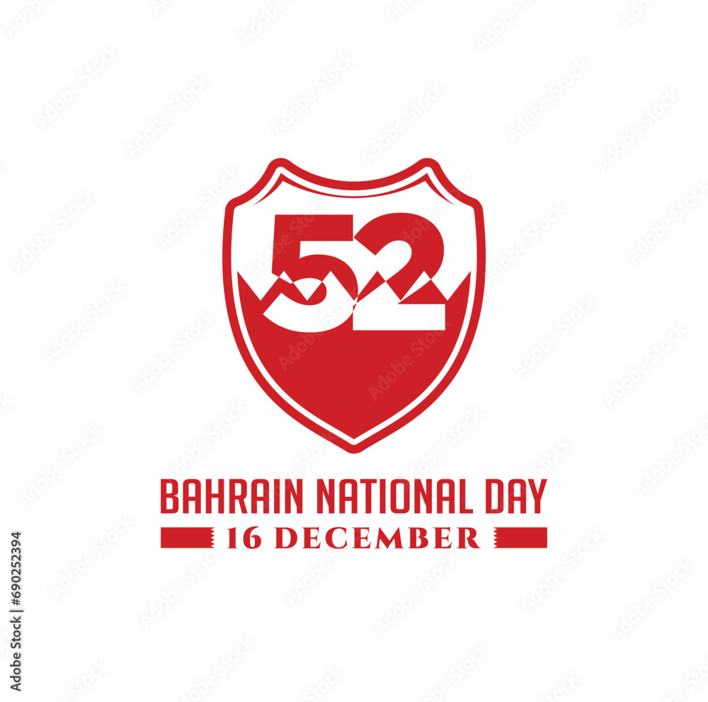 52 Bahrain National Day. 16 December. Arabic Text Translation: National day, Our Bahrain, Our Joy, Our Glory. Flag and Map of Bahrain. Vector Illustration. 52 Bahrain National Day. 16 December. Arabic Text Translation: National day, Our Bahrain, Our Joy, Our Glory. Flag and Map of Bahrain. Vector Illustration.