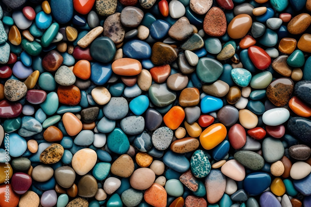 Trendy colorful small sea stone pebble background - AI Generative Trendy colorful small sea stone pebble background - AI Generative