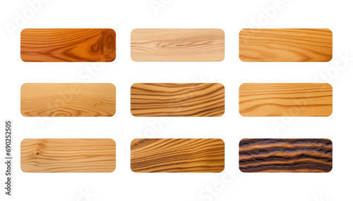 set of wood texture isolated on transparent background cutout