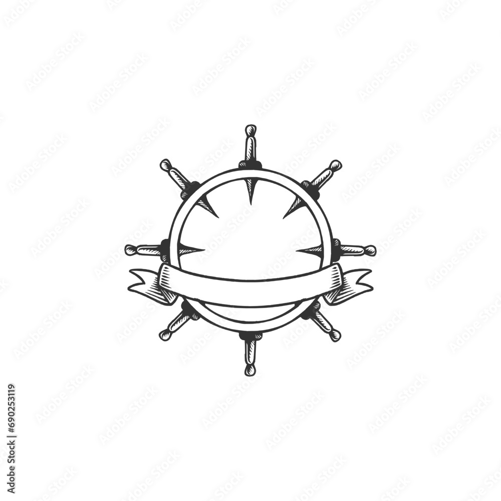 ship steering wheel emblem logo template
