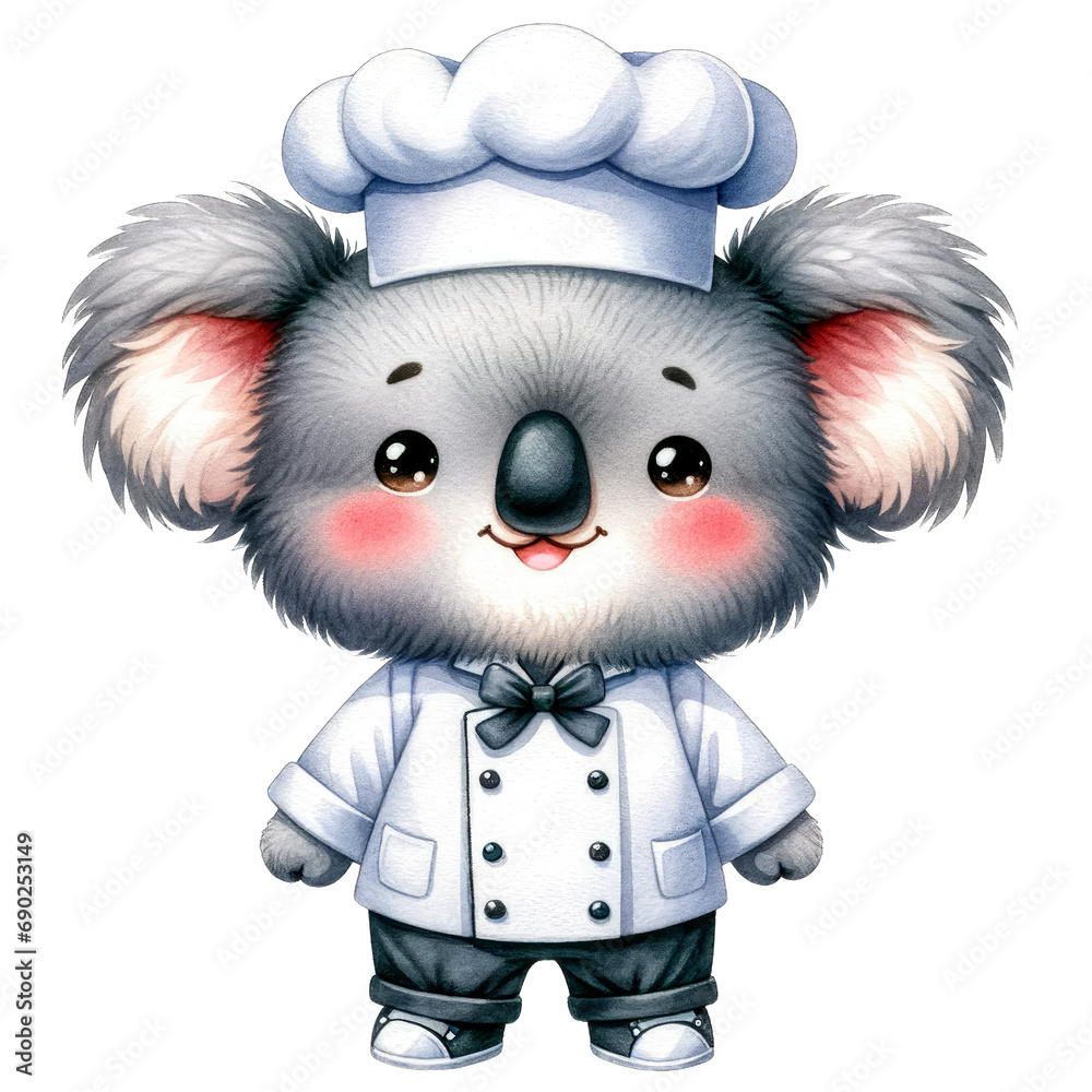 Obraz premium Watercolor Chef Koala
