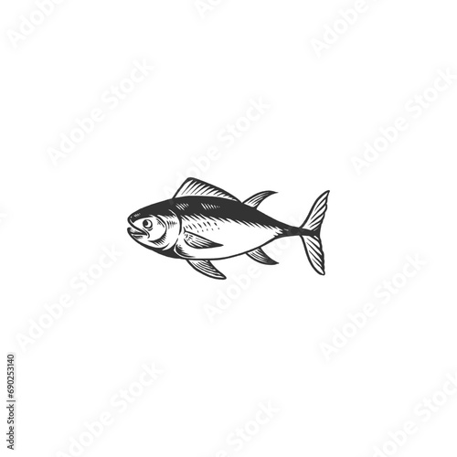 Obraz na płótnie tuna fish engraving vector illustration w salonie