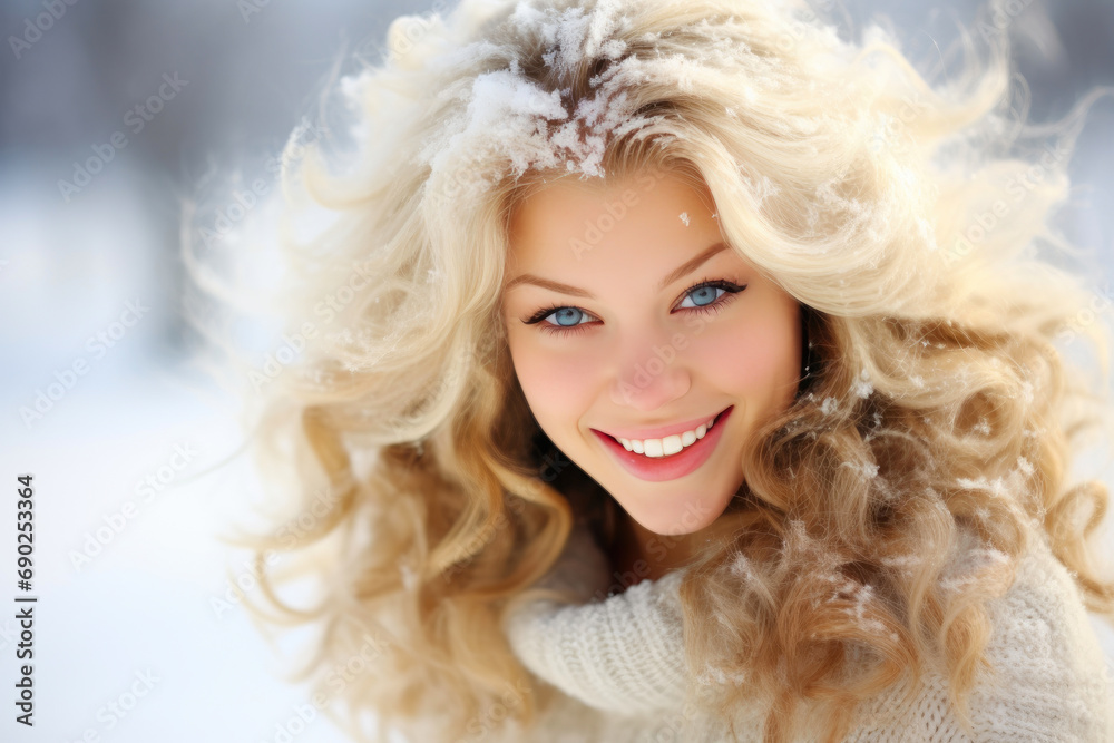 Snowflakes and Smiles: Blonde Bombshell in Winter Glam