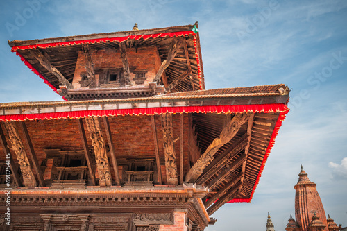 Temple on Bhaktapur Durbar Square, Kathmandu valley, Nepal.  Former royal palace complex and UNESCO World Heritage. photo