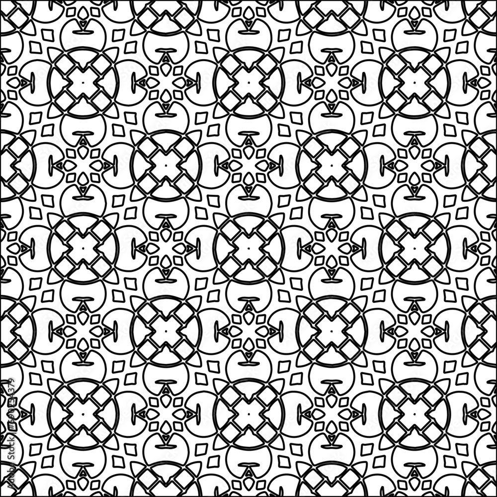Black lines on white background.
Wallpaper with figures from lines. Abstract patterns. Black pattern for web page, textures, card, poster, fabric, textile. Monochrome design. Black lines on white background.
Wallpaper with figures from lines. Abstract patterns. Black pattern for web page, textures, card, poster, fabric, textile. Monochrome design.