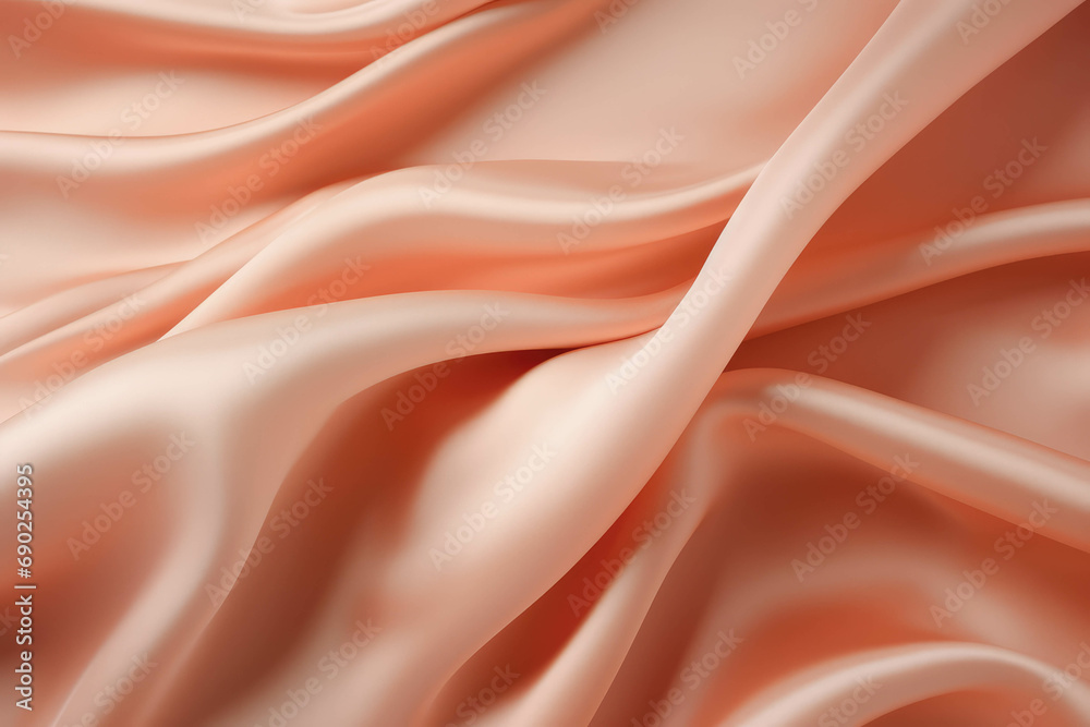 Peach-colored silk fabric, delicate satin with soft pleats Color year 2024 for designer, text mockup, cards, luxury concept. Smooth elegant silk or satin texture can use as background. Peach-colored silk fabric, delicate satin with soft pleats Color year 2024 for designer, text mockup, cards, luxury concept. Smooth elegant silk or satin texture can use as background.