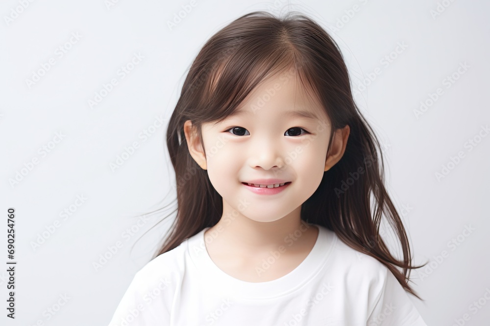 Portrait of a happy young Asian girl with a bright smile on her face, radiating joy and happiness. generative ai Portrait of a happy young Asian girl with a bright smile on her face, radiating joy and happiness. generative ai