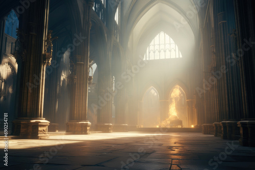 Gothic Grace  Ethereal Rays in the Cathedral