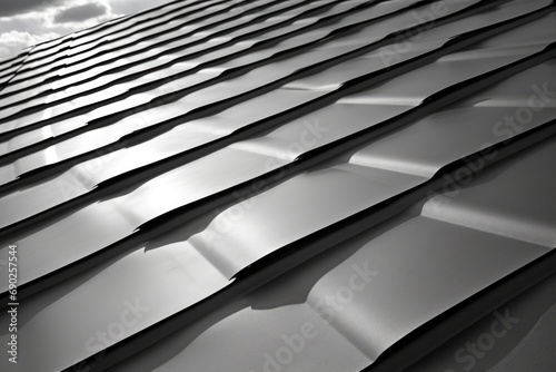 A black and white photo of a roof. Suitable for architectural or home improvement projects