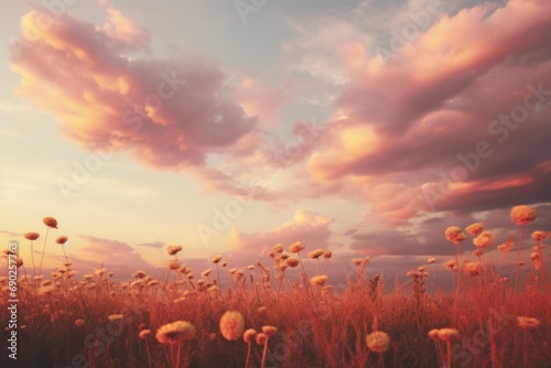 A field filled with tall grass under a cloudy sky. Perfect for nature or landscape-themed designs