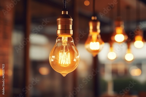 A cluster of light bulbs suspended from the ceiling, providing both functional lighting and a stylish decorative element. Ideal for adding a unique touch to any space.