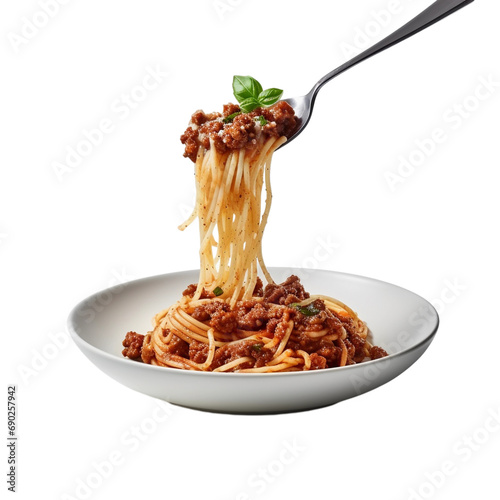 spaghetti with bolognese sauce isolated on transparent background