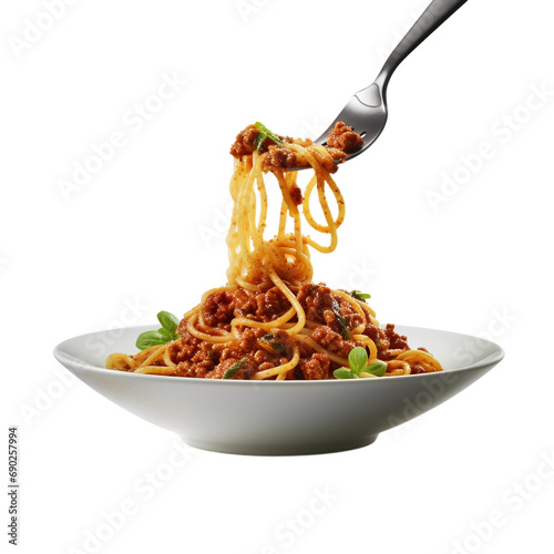 spaghetti with bolognese sauce isolated on transparent background