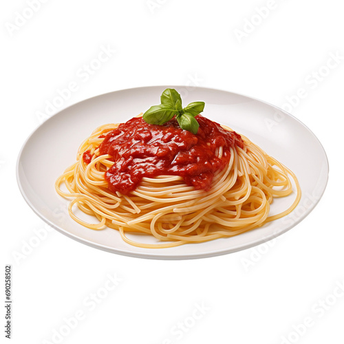spaghetti with tomato sauce isolated on transparent background