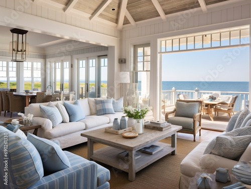 A picturesque view of coastal beach houses exuding a delightful beachy atmosphere. © Szalai