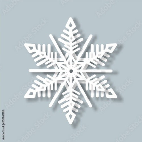 White snowflakes on a blue background for winter design. Frozen silhouettes of paper snowflakes. Vector illustration.