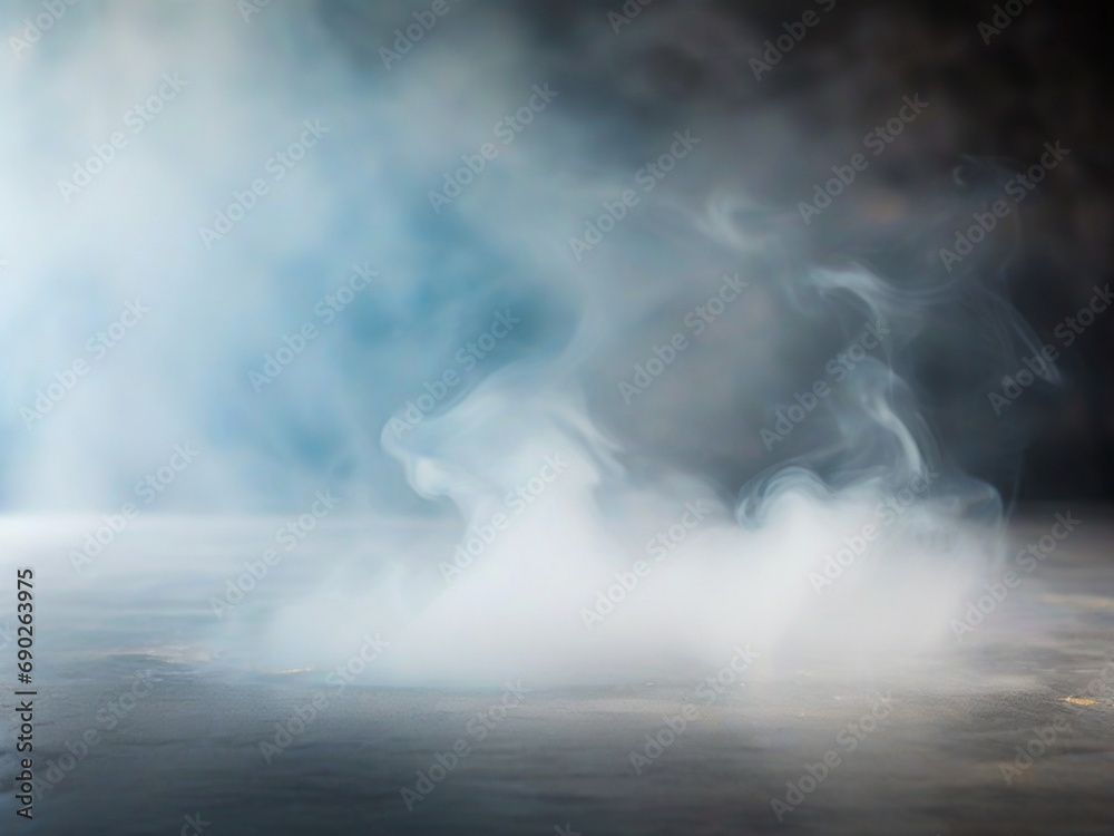 Fog and Smoke On Table In Black Dark Background - Halloween Backdrop ai image 