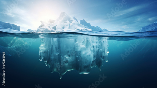 Iceberg with ice hidden under the surface. Global Warming Concept