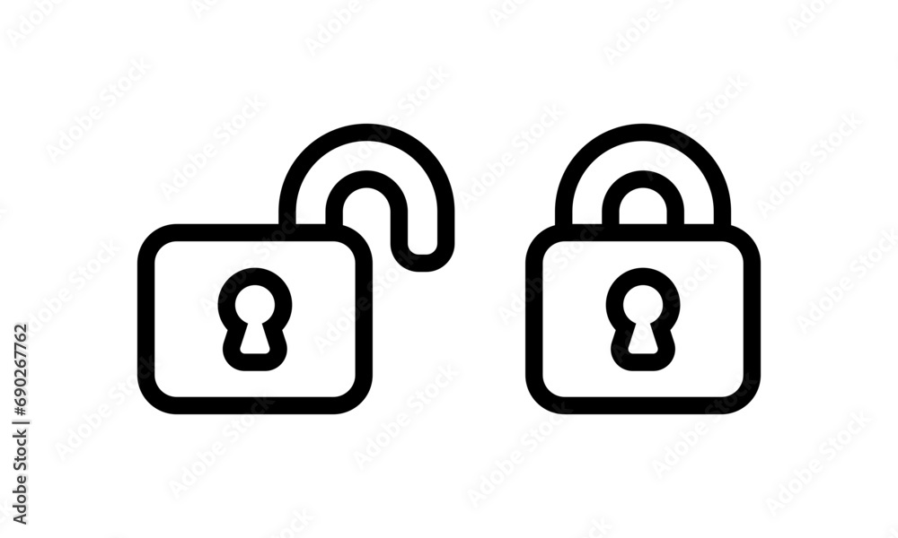Lock icons. Open and closed locks. Vector padlock icon set, simple illustrations. Lock icons. Open and closed locks. Vector padlock icon set, simple illustrations.