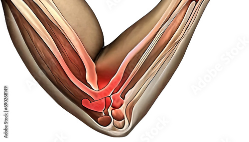 Detailed Close-up Anatomy of the Elbow. Generative AI