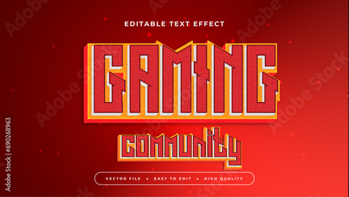 Red and orange gaming comunity 3d editable text effect - font style