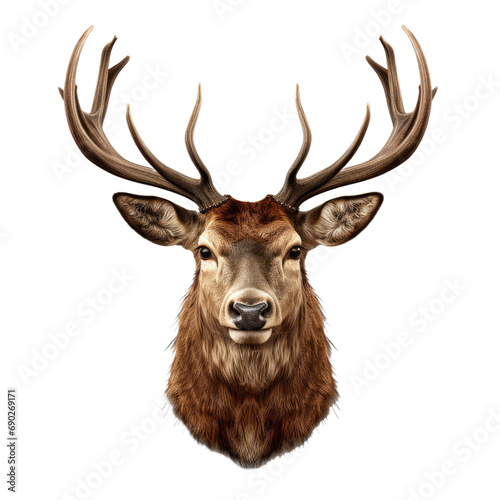 Stuffed deer head isolated on white or transparent background