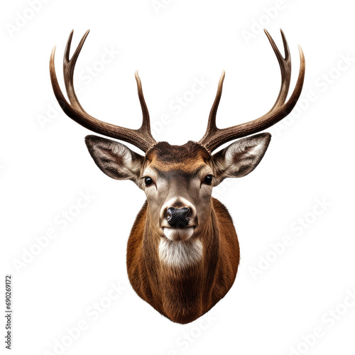 Stuffed deer head isolated on white or transparent background