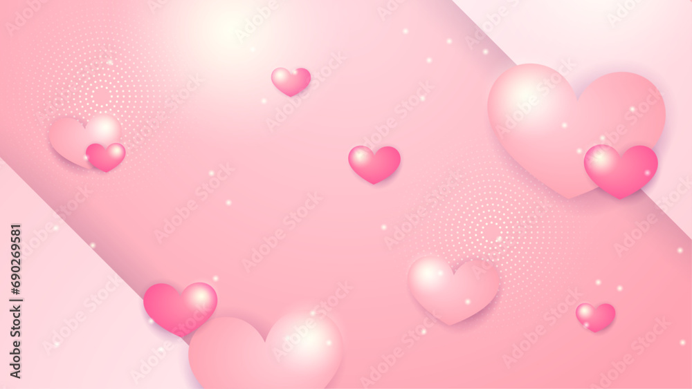 Pink vector decorative heart background illustration. Valentine vector illustration for greeting card, banner, gift, template, sale banner, poster, flyer and web