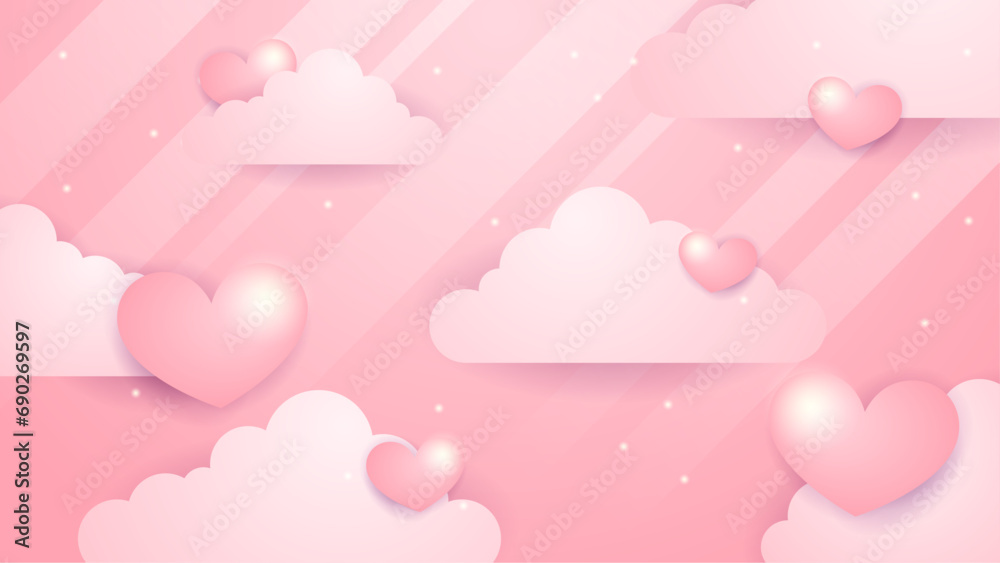 Pink vector gradient love background. Valentine vector illustration for greeting card, banner, gift, template, sale banner, poster, flyer and web