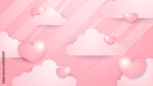 Pink vector gradient love background. Valentine vector illustration for greeting card, banner, gift, template, sale banner, poster, flyer and web