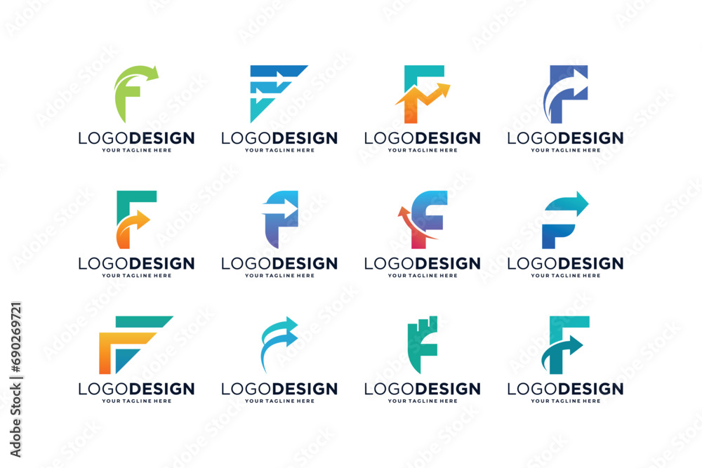 Collection of letter F accounting financial logo design inspiration