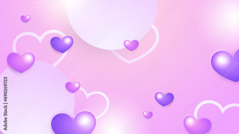 Purple violet vector background realistic love heart element. Valentine vector illustration for greeting card, banner, gift, template, sale banner, poster, flyer and web Purple violet vector background realistic love heart element. Valentine vector illustration for greeting card, banner, gift, template, sale banner, poster, flyer and web
