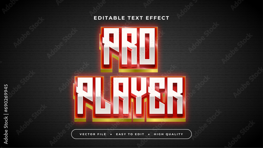 Red gold and white pro player 3d editable text effect - font style. Esport text effect Red gold and white pro player 3d editable text effect - font style. Esport text effect