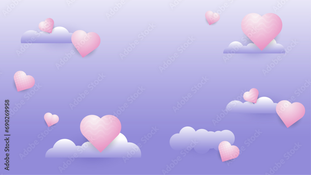Pink and purple violet vector background realistic love heart element. Valentine vector for poster, flyer, greeting card, header for website