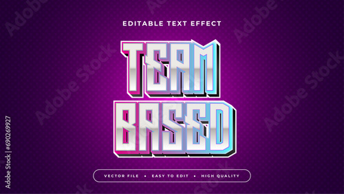 Blue purple violet and white team based 3d editable text effect - font style. Esport text effect photo