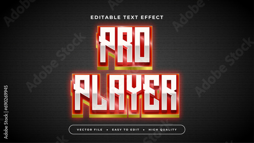 Red gold and white pro player 3d editable text effect - font style. Esport text effect