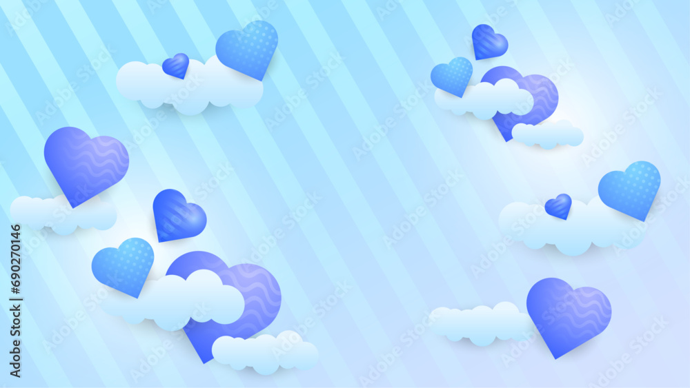 Blue vector gradient love background. Valentine vector for poster, flyer, greeting card, header for website Blue vector gradient love background. Valentine vector for poster, flyer, greeting card, header for website