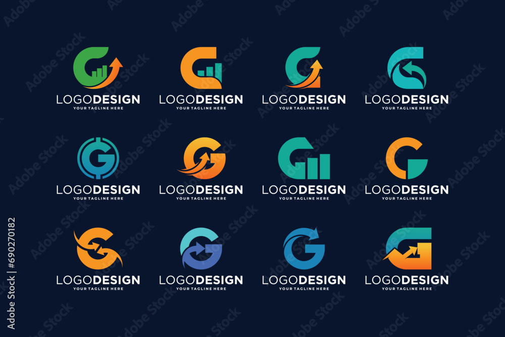 Collection of letter G accounting financial logo design inspiration - obrazy, fototapety, plakaty 