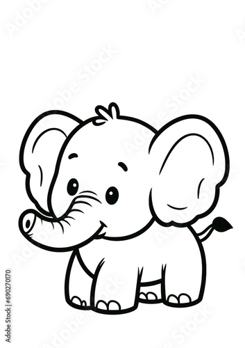 an illustration of elephant animal that can be used for coloring page or coloring book © LestariFajrin