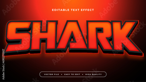 Red and black shark 3d editable text effect - font style. Esport text effect