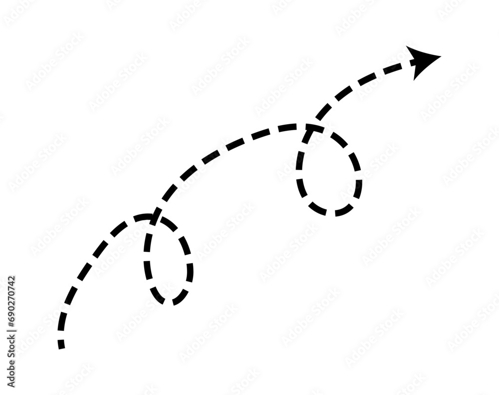 Dashed arrow set. Vector doodle dot line. Thin pointer arrows Dashed arrow set. Vector doodle dot line. Thin pointer arrows