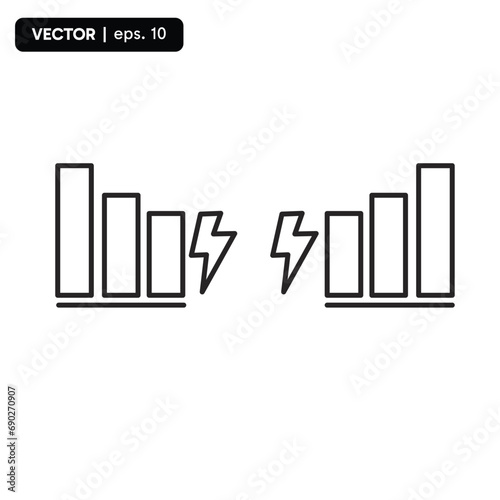 electricity statistics up and down icon, electricity investment up and down icon, wasteful and economical use of electricity. vector illustration