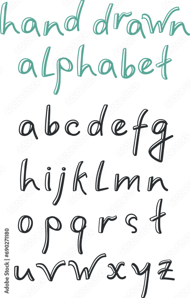 Hand drawn alphabet. Simple hand drawn font. Vector illustration Hand drawn alphabet. Simple hand drawn font. Vector illustration