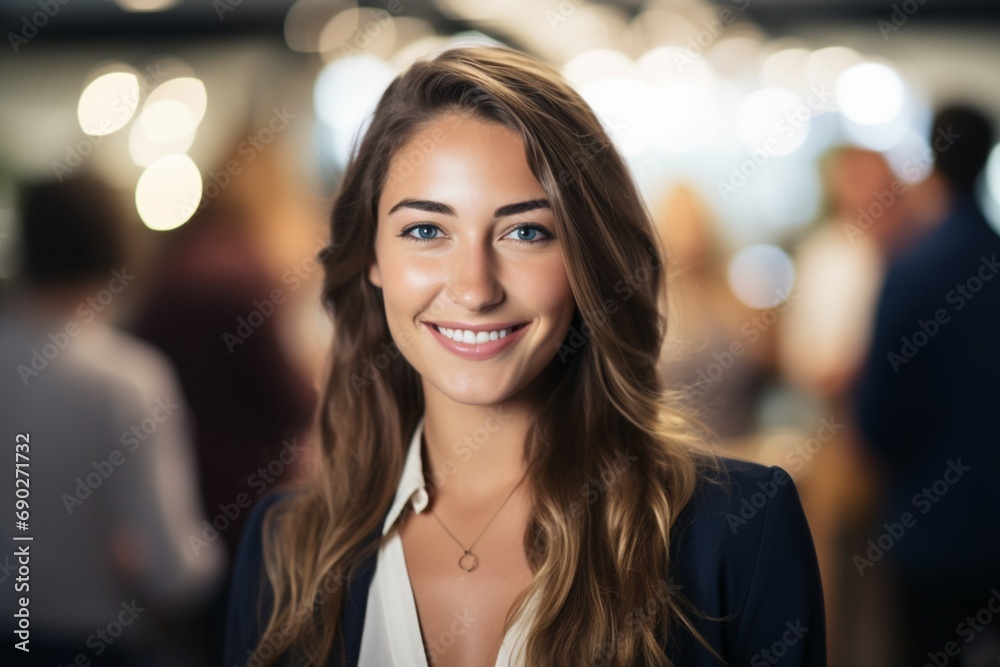 Woman with Beautiful Long Hair Smiling