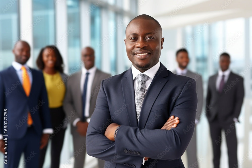 Business Professionals Posing in Front of a Modern Office Building Business Professionals Posing in Front of a Modern Office Building