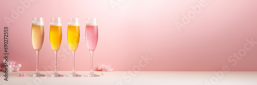 Valentines Day Mockup Displaying Champagne Flutes with Vivid Yellow and Soft Pink Bubbles