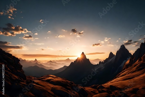 sunset in the mountains generated by AI technology © soman