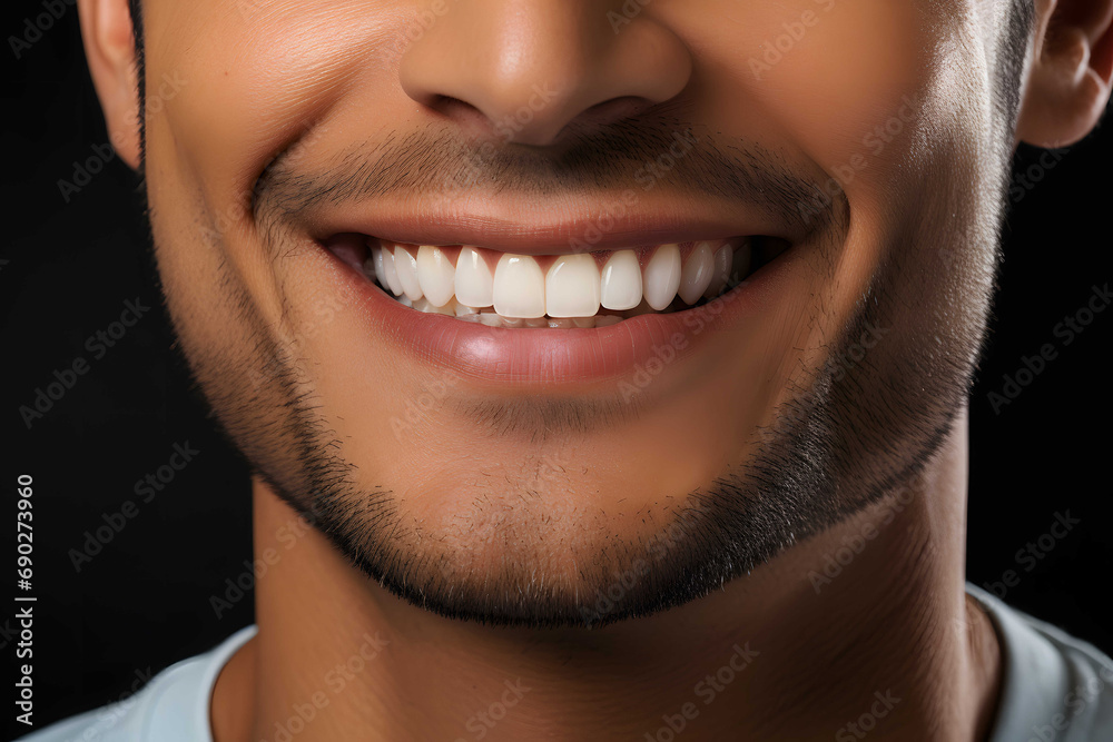 Young man with beautiful smile on grey background. Teeth whitening. Close up. Young man with beautiful smile on grey background. Teeth whitening. Close up.