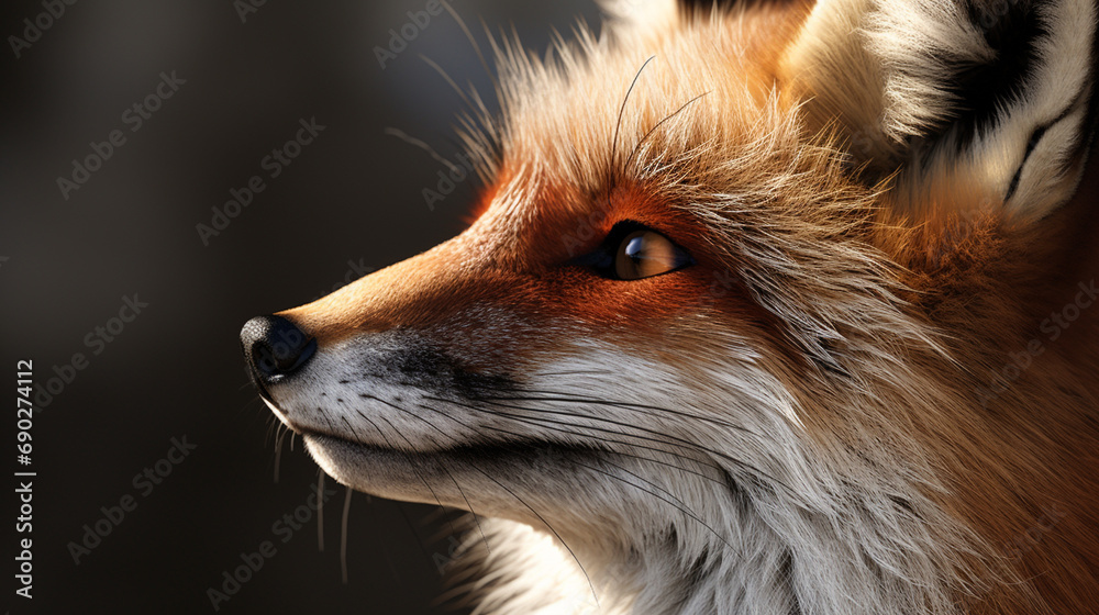 Fototapeta premium Red fox close portrait on natural background